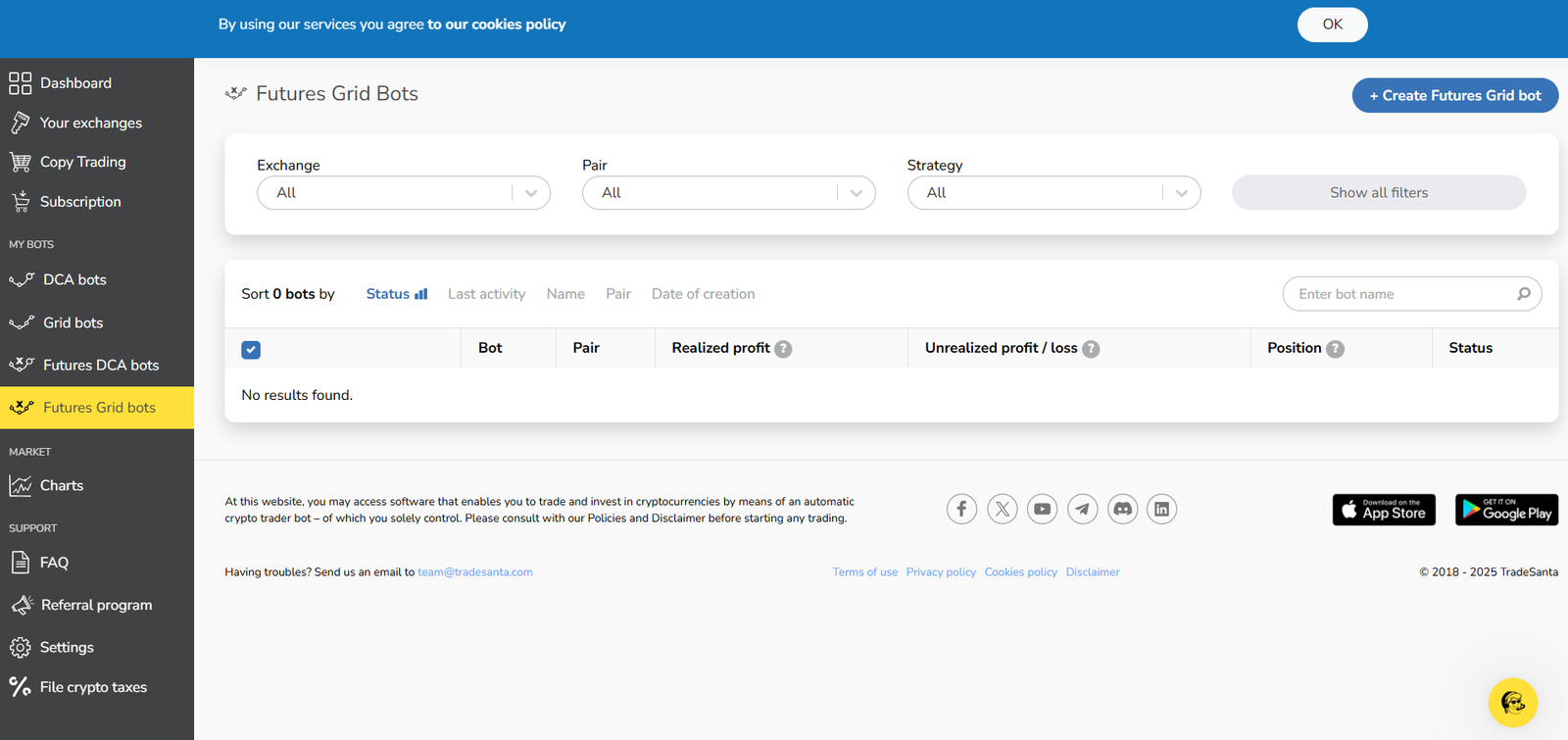 TradeSanta futures grid bots